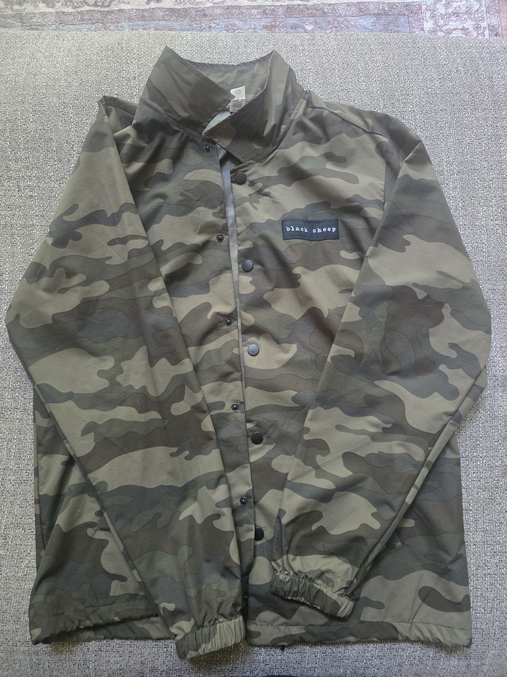 Camo Nylon Men's Button Up/ Light Jacket- Black Sheep
